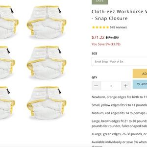 6 Fitted Diapers w/snaps - Cloth-Eez